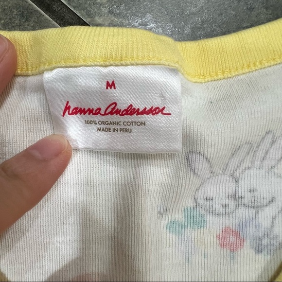 Hanna Andersson Pajama PJ Set Bunnys Girls Sz M Yellow Rabbits Cotton Comfy EUC - Picture 7 of 10